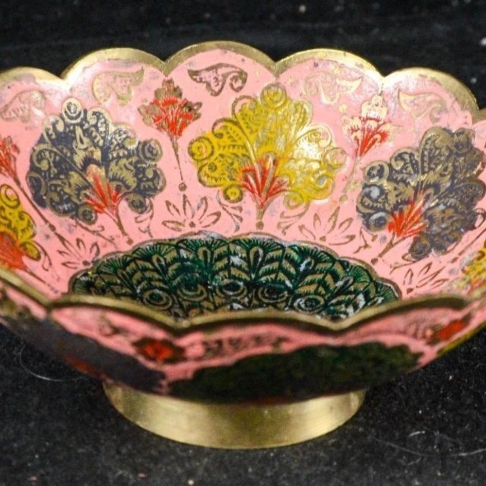 Brass peacock bowl